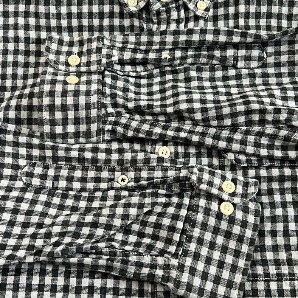 Banana Republic Soft Wash Tailored Slim Fit Plaid Button Down Black/White Size L